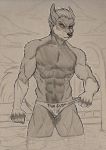  black_white blake canine clothing lawlfox male mammal muscular pool_(disambiguation) solo speedo swimming_pool swimsuit wolf 