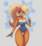  2016 anthro bandicoot big_breasts blonde_hair breasts cleavage clothed clothing coco_bandicoot crash_bandicoot_(series) female green_eyes hair mammal marsupial sexy_doll solo video_games 
