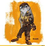  1girl artist_request blue_eyes bunny cosplay crossover disney full_body imperator_furiosa imperator_furiosa_(cosplay) judy_hopps looking_at_viewer looking_back standing zootopia 