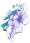  2016 cloud cloud_chaser_(mlp) equine eyes_closed feathered_wings feathers feral friendship_is_magic fur hair hioshiru hooves mammal my_little_pony on_cloud open_mouth pegasus pussy simple_background solo underhoof white_background wings 
