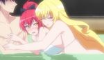  2girls bikini hida_kizuna hug masou_gakuen_hxh multiple_girls scarlett_fairchild screencap swimsuit yurishia_farandole 