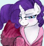  blue_eyes blush clothed clothed_feral clothing colored equine female feral friendship_is_magic hair half-closed_eyes horn looking_at_viewer mammal my_little_pony open_mouth purple_hair rarity_(mlp) sirmasterdufel solo unicorn 