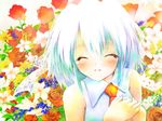  blush flower kotonomiya_yuki saeki_touma smile solo suigetsu tears 
