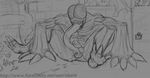  2011 anthro balls capcom claws cum erection humanoid licker macro male mammal monochrome monster monstrous_humanoid nude pencil_(artwork) penis resident_evil simple_background sitting solo teeth tongue tongue_out traditional_media_(artwork) ukent video_games white_background 