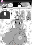  00284_(character) 2019 areola big_breasts blush breasts clothing comic dialogue english_text equine fan_character fancypants_(mlp) female friendship_is_magic horse male mammal monochrome my_little_pony nipples pia-sama pony tattoo text undressing 
