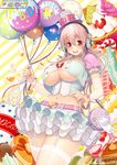  :d balloon blush breasts cake candy candy_cane choker cupcake food fruit headphones heart heart_print large_breasts long_hair looking_at_viewer midriff navel nitroplus open_mouth pancake pink_hair polka_dot popcorn red_eyes smile solo star star_print strawberry super_sonico sweets thighhighs tsuji_santa underboob watermark white_legwear 