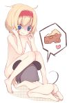  2girls ahoge alice_margatroid animal_ears anus blonde_hair blue_eyes blush cheese cookie_(touhou) flat_chest food grey_hair hairband highres ichigo_(cookie) implied_cunnilingus miyako_(naotsugu) mouse_ears mouse_tail multiple_girls nazrin nude nyon_(cookie) pussy short_hair sweat tail touhou white_background yuri 