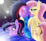  2016 alternate_hairstyle anatomically_correct bedroom_eyes bite clothing cunnilingus dark_genitals dock earth_pony equine female female/female fluttershy_(mlp) friendship_is_magic half-closed_eyes hi_res horn horse legwear mammal my_little_pony night nude oral pony ponytail pussy_juice seductive sex socks striped_legwear striped_socks stripes twilight_sparkle_(mlp) twiren unicorn vaginal 