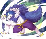  2012 anthro canid canine canis capcom clothed clothing darkstalkers humanoid_hands jon_talbain lako male mammal muscular pants solo space topless video_games were werecanid werecanine werewolf wolf yellow_eyes 