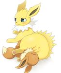  &lt;3 &lt;3_eyes 3sthrees ambiguous_gender anus butt canine eevee eeveelution female female/ambiguous feral jolteon mammal nintendo pok&eacute;mon pussy simple_background video_games white_background 