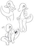  anthro anthrofied clothing covering covering_crotch covering_pussy itsunknownanon legwear monochrome multiple_poses nintendo panties pok&eacute;mon pose salandit smile thigh_highs torn_clothing torn_panties underwear video_games 