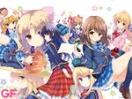  bag chloe_lemaire company_name copyright_name flower girlfriend_(kari) highres kagurazaka_saya long_hair looking_at_viewer mochizuki_erena multiple_girls official_art qp:flapper ribbon sasahara_nonoka school_uniform shiina_kokomi wallpaper yuuki_nae 