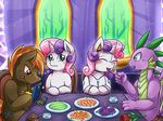  2016 button_mash_(mlp) dragon eating equine female friendship_is_magic horn horse male mammal my_little_pony pony spike_(mlp) sweetie_belle_(mlp) sweetie_bot text unicorn vavacung 