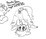  butt clitoris derpy_hooves_(mlp) donut_joe_(mlp) doughnut duo english_text equine female feral food friendship_is_magic horn male mammal my_little_pony navel open_mouth pabbley pegasus pussy simple_background sketch text tongue tongue_out unicorn white_background wings 