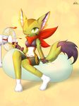  2016 anthro beverage breasts bsh0404 carol_tea clothed clothing dipstick_tail feline female freedom_planet fur green_eyes green_fur mammal midriff multicolored_tail navel one_eye_closed raised_heel scarf shirt shorts solo tank_top video_games wildcat wink 