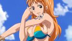  animated animated_gif bikini breasts cleavage large_breasts long_hair nami_(one_piece) one_piece 