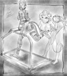  2016 anthro anthrofied areola ball_gag bdsm bondage bound breasts dakuroihoshi duo equine female friendship_is_magic gag horse mammal monochrome my_little_pony nipples nude piercing pinkie_pie_(mlp) pony rope rope_bondage sketch treadmill whip zebra zecora_(mlp) 