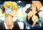  black_hair blonde_hair crossover durarara!! headphones heiwajima_shizuo orihara_izaya vocaloid 