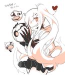  aircraft_carrier_hime enemy_aircraft_(kantai_collection) grin hair_ornament hair_over_one_eye hairclip heart kantai_collection looking_at_viewer one_side_up open_mouth rebecca_(keinelove) red_eyes sharp_teeth shinkaisei-kan smile teeth translation_request white_hair 