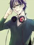  black_hair durarara!! glasses headphones orihara_izaya red_eyes 