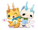  &lt;3 bag blush brothers cute duo embarrassed fur green_eyes komajiro komasan m@rt male orange_fur sibling white_fur yo-kai_watch youkai 