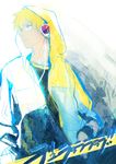  blonde_hair blue_eyes durarara!! glasses headphones heiwajima_shizuo jacket sketch 