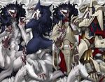  armor blue_fur butt fur green_eyes looking_at_viewer multicolored_fur nude open_mouth paws rain_silves sergal solo tongue tongue_out trancy_mick two_tone_fur white_fur 