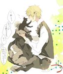  blonde_hair cat durarara!! heiwajima_shizuo jacket short_hair suit 