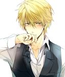  blonde_hair blush durarara!! heiwajima_shizuo short_hair sweat yellow_eyes 