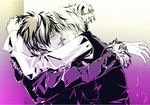  black_hair blonde_hair couple durarara!! glasses heiwajima_shizuo hug jacket kiss orihara_izaya suit tongue yaoi 