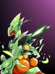  looking_to_the_side mega_pokemon mega_sceptile no_humans peperon_(801mominoki) pokemon pokemon_(creature) red_sclera sceptile simple_background solo yellow_eyes 