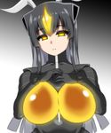  antennae black_hair bodysuit breasts large_breasts long_hair looking_at_viewer otoo_(izanagi) personification solo ultra_kaijuu_gijinka_keikaku ultra_series yellow_eyes zetton 