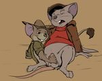  anthro balls bernard bottomless clothed clothing disney duo jake_(the_rescuers) kangaroo_rat male male/male mammal mouse penis rodent skunkjunkie the_rescuers 