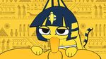  animal_crossing animated ankha anthro bandage breasts cat duo egyptian fangs feline female fur human male male/female mammal minus8 nintendo oral oral_penetration penetration penis striped_tail stripes video_games villager_(animal_crossing) yellow_fur 