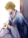  blonde_hair blue_eyes durarara!! heiwajima_shizuo jacket japanese_clothes kuroemon male_focus short_hair sunglasses 