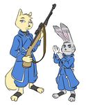  anthro canine clothing crossover disney female fox fullmetal_alchemist gun jack_savage lagomorph male mammal rabbit ranged_weapon skye_(zootopia) uniform unknown_artist weapon zootopia 