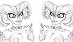  big_breasts big_horns black_and_white breasts demon ezria female line_art long_ears monochrome runhurd scales succubus xelthia 