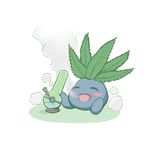  blush_stickers bong closed_eyes commentary_request gen_1_pokemon marijuana namesake no_humans oddish open_mouth poke_ball_symbol pokemon pokemon_(creature) sitting smile smoke smoking solo white_background 