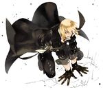  blonde_hair blue_eyes eizen_(tales) full_body gloves gotou_(pixiv37128) ground_shatter male_focus simple_background solo tales_of_(series) tales_of_berseria 