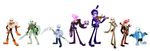  6+boys afro armor atomi-cat black_hair blazer blue_eyes boots bow bowtie brook clenched_hand coat coattails commentary_request everyone formal gloves green_eyes grim_fandango guitar hand_on_hip hat heart instrument jack_skellington jacket lewis_(mystery_skulls) lineup long_image looking_at_viewer loose_socks male_focus manolo_sanchez manuel_calavera medievil multiple_boys music mystery_skulls necktie one_eye_closed one_piece orange_eyes papyrus_(undertale) parody pink_eyes pink_hair pinstripe_suit playing_instrument ponytail popped_collar purple_eyes purple_hair red_eyes sans scarf scythe shield shorts shrug simple_background single_eye sir_daniel_fortesque skeleton slippers socks standing striped style_parody suit sword the_book_of_life the_nightmare_before_christmas top_hat undertale uneven_eyes violin weapon white_background wide_image 
