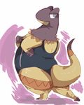  blue_eyes clothing female heliolisk lizard looking_back nintendo pok&eacute;mon reptile scalie shamelesss solo swimsuit thick_thighs video_games 