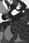  alternate_costume bat_wings breasts cheria_barnes gloves greyscale highres holding_hands huge_breasts looking_at_viewer lying monochrome nipples on_back one_breast_out polka_dot polka_dot_legwear pupps short_hair skirt solo_focus tales_of_(series) tales_of_graces thighhighs wings 