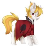  alpha_channel blonde_hair clothed clothing equine eyebrows fan_character feral frown fur hair hooves male mammal my_little_pony red_eyes silentwulv simple_background solo standing transparent_background white_fur 