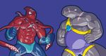  2016 anthro biceps blue_clothing calamari cephalopod cetacean clothed clothing colored cyan_scales digital_drawing_(artwork) digital_media_(artwork) duo footwear frown giant_squid glare gloves grey_scales hair huge_muscles light long_hair low-angle_view male male/male mammal manly marine multicolored_scales muscular muscular_male navel no_iris noseless pants plain_white pose purple_background purple_clothing quads red_scales samudra_aquarium scales scalie scar serratus shaded shiny shiny_body shoes simple_background speedo sperm_whale squid submarine_(plain_white) swimsuit symbol tentacle_hair tentacles topless triceps two_tone_scales whale wrestler wrestling_singlet 