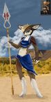  alien canine female fenerox fennec fox looking_at_viewer mammal melee_weapon owlvortex polearm solo spear starbound tribal video_games weapon 