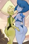  alien big_butt blue_hair blue_skin blushmallet butt cartoon_network duo female female/female gem_(species) green_skin hair hand_on_butt lapis_lazuli_(steven_universe) looking_back not_furry peridot_(steven_universe) steven_universe 