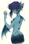  blue_eyes blue_hair blue_skin gem head_fins lapis_lazuli_(steven_universe) looking_at_viewer mermaid monster_girl short_hair sikaku367 smile solo steven_universe 