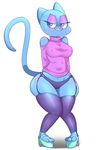  anthro blue_fur blush breasts cartoon_network cat cleavage clothed clothing feline female flutteringpie fur garter_belt garter_straps legwear looking_at_viewer mammal mature_female mother nicole_watterson nipples panties parent platforms smile solo sweater the_amazing_world_of_gumball thigh_highs underwear 