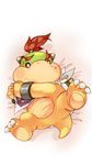  2016 anthro barefoot bowser_jr. hair hi_res horn koopa lying male mario_bros nervous nintendo on_back red_hair scalie shell soles solo spikes video_games ざぶまく 