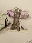  anthro black_fur bossman1969 breasts car clitoris equine female ford_mustang fur hair hand_behind_back hooves horse kneeling long_hair looking_at_veiwer mammal nude peeing pussy scar small_breasts toyota_gt86 urine vehicle white_hair 